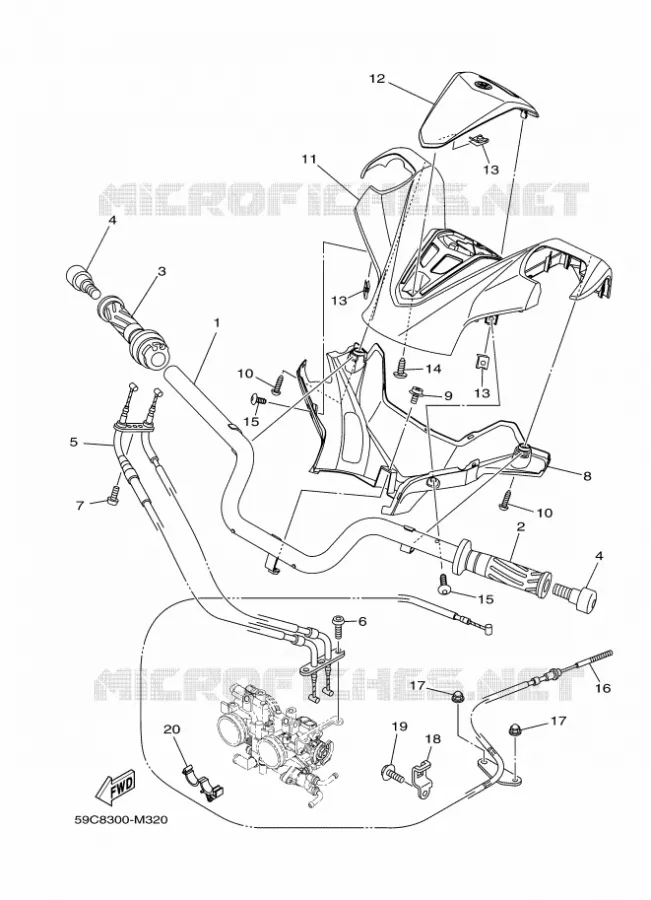 GUIDON ET CABLES Yamaha SCOOTER 500 2015 TMAX  XP500