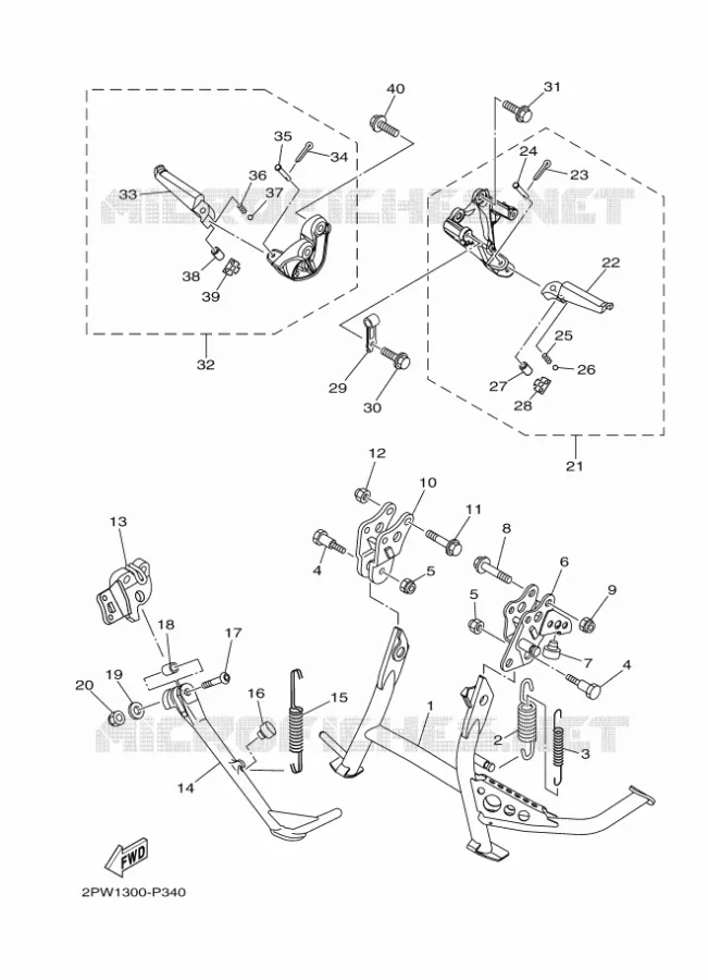SUPPORT / REPOSE PIEDS Yamaha SCOOTER 500 2015 TMAX ABS  XP500A