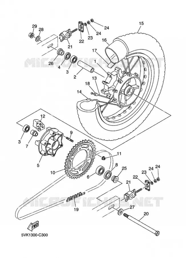 ROUE ARRIERE Yamaha MOTO 660 2011 XTR  XT660R