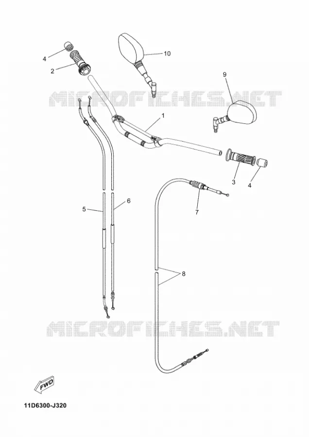 GUIDON ET CABLES Yamaha MOTO 660 2015 XTZ TENERE RACE BLUE  XT660Z