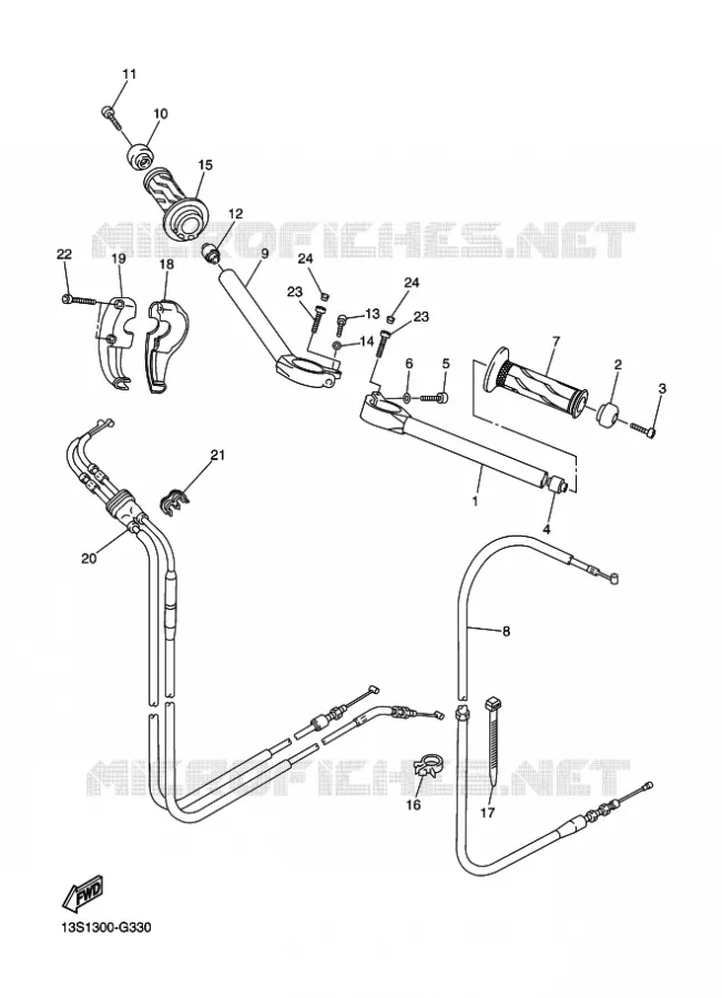 GUIDON ET CABLES Yamaha MOTO 600 2015 R6 RACE BLUE  YZF-R6