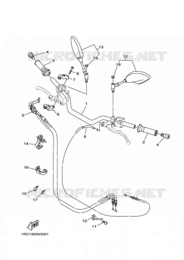 GUIDON ET CABLES Yamaha MOTO 900 2014 MT09 ABS  MT09A