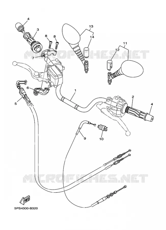 GUIDON ET CABLES Yamaha MOTO 900 2010 TDM  TDM900A