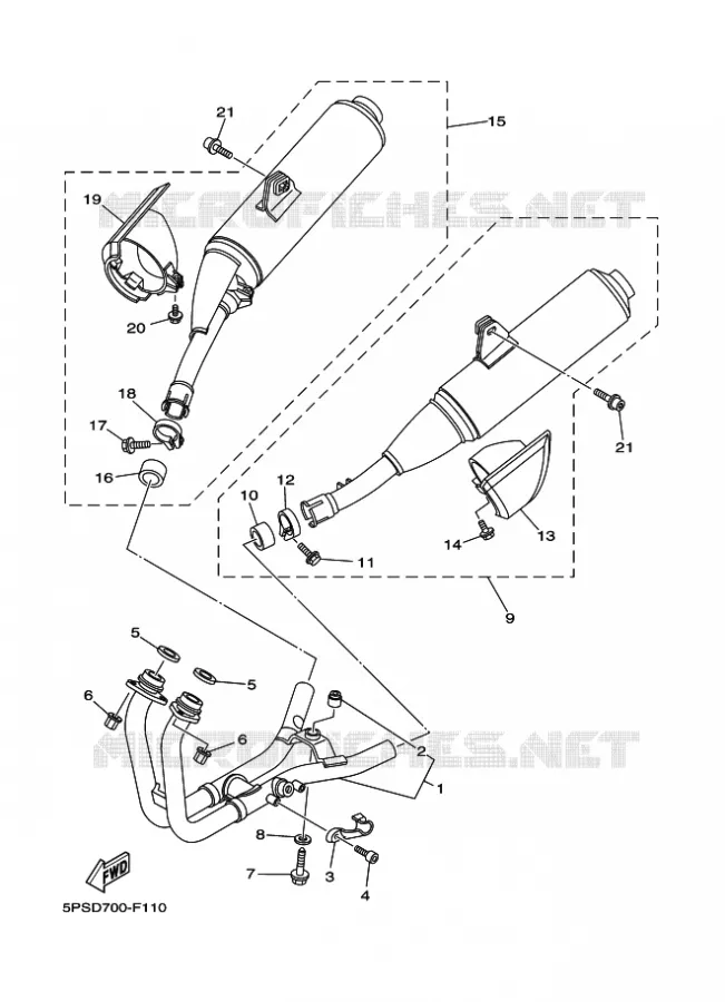 ECHAPPEMENT Yamaha MOTO 900 2010 TDM  TDM900A