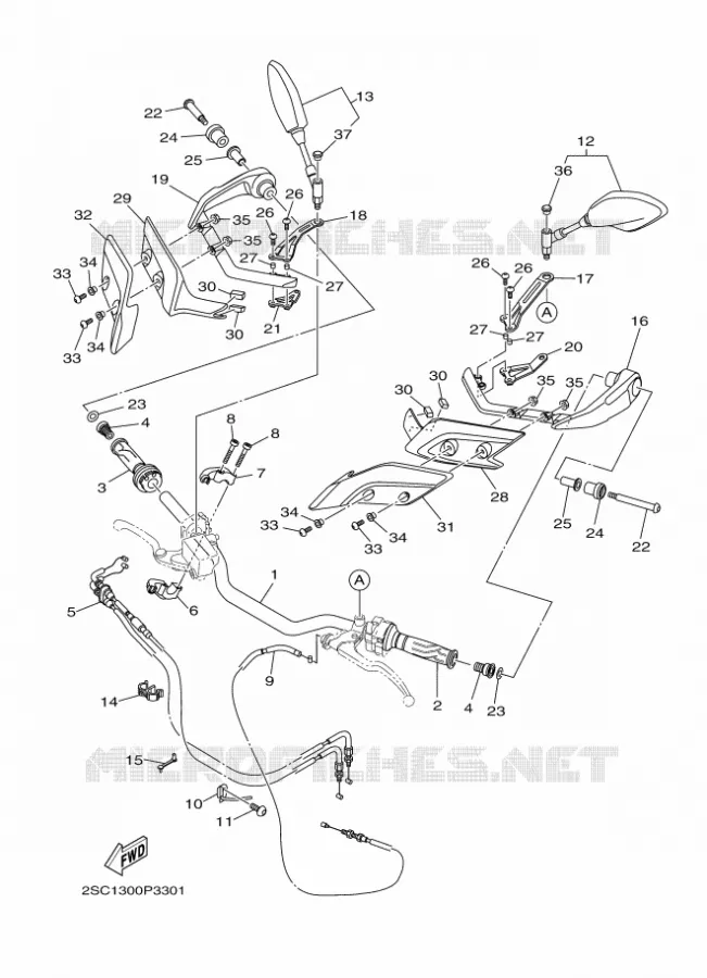 GUIDON ET CABLES Yamaha MOTO 900 2015 MT09 TRACER  MT09TRATRACER