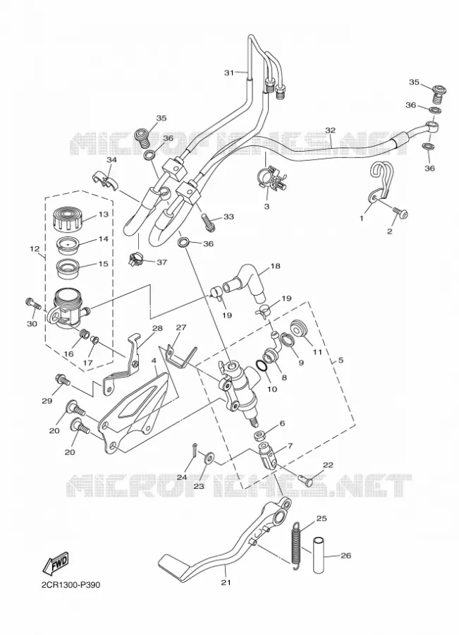 MAITRE CYLINDRE DE FREIN ARRIERE Yamaha MOTO 1000 2015 R1M  YZF-R1M