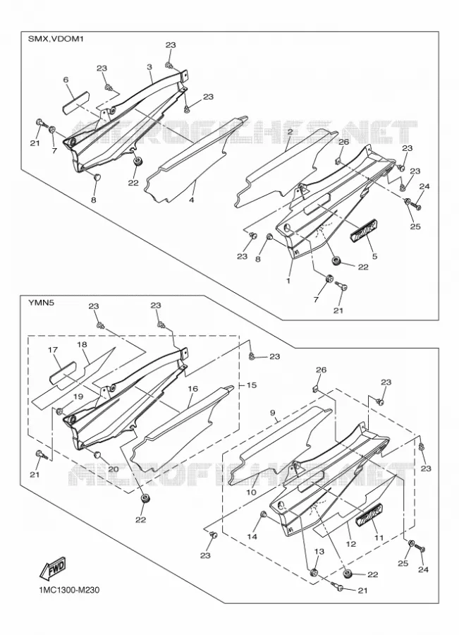 COUVERCLE LATERAL Yamaha MOTO 1300 2013 FJR ABS  FJR1300A