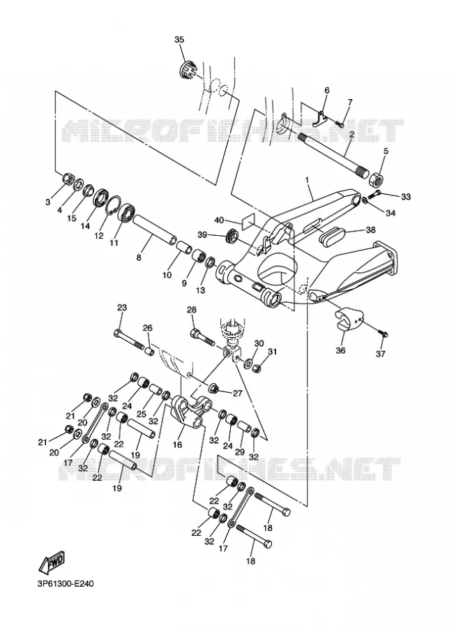 BRAS ARRIERE Yamaha MOTO 1300 2013 FJR ABS  FJR1300A