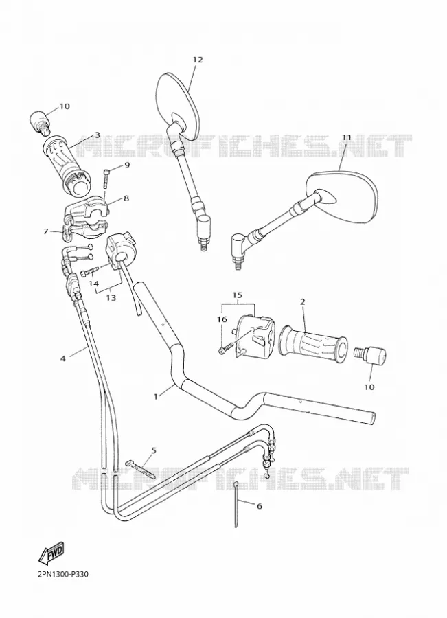 GUIDON ET CABLES Yamaha MOTO 1300 2015 XJR  XJR1300C