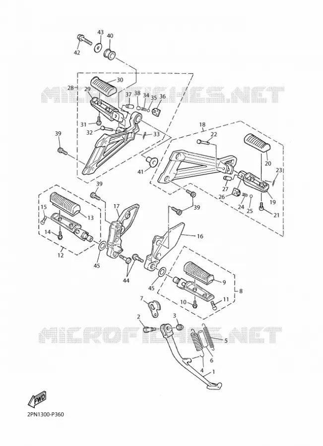 SUPPORT / REPOSE PIEDS Yamaha MOTO 1300 2015 XJR  XJR1300C