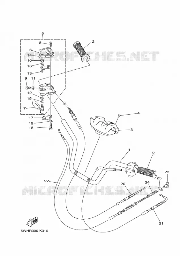GUIDON ET CABLES Yamaha QUAD 350 2015 GRIZZLY  YFM350AYFM350TF