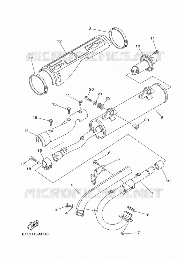 ECHAPPEMENT Yamaha QUAD 450 2016 GRIZZLY  YFM450FWAYFM45GDXG