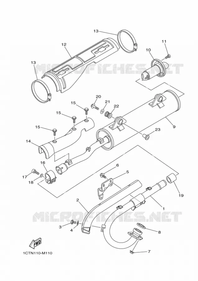 ECHAPPEMENT Yamaha QUAD 450 2016 GRIZZLY  YFM450FWAYFM45GDXG