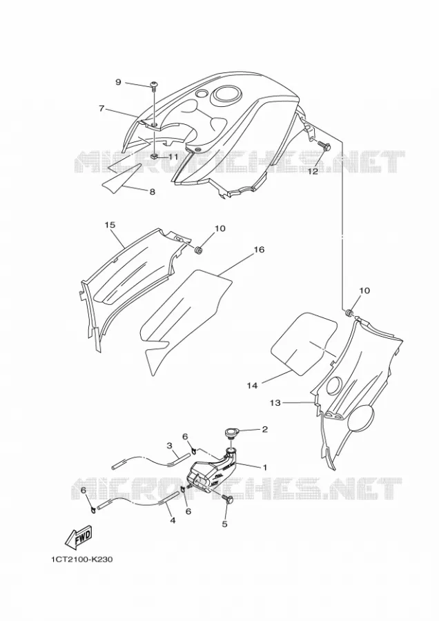 COUVERCLE LATERAL Yamaha QUAD 450 2016 GRIZZLY  YFM450FWADYFM45GPXG