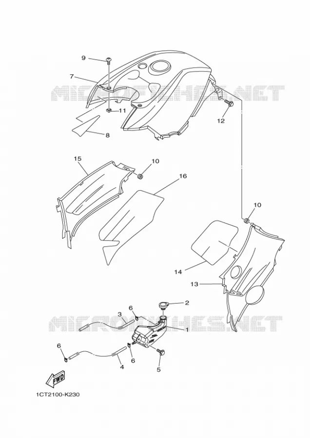 COUVERCLE LATERAL Yamaha QUAD 450 2016 GRIZZLY  YFM450FWADYFM45GPXG