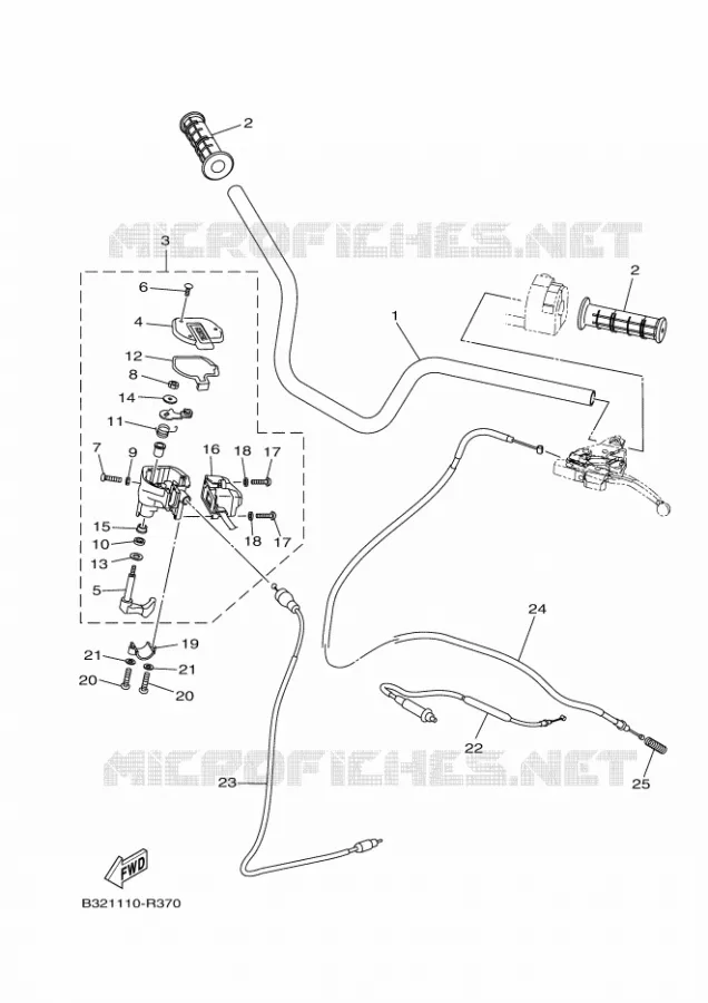 GUIDON ET CABLES Yamaha QUAD 700 2016 KODIAK  YFM700FWBDYFM70KPSGKODIAK 700 EPS SE
