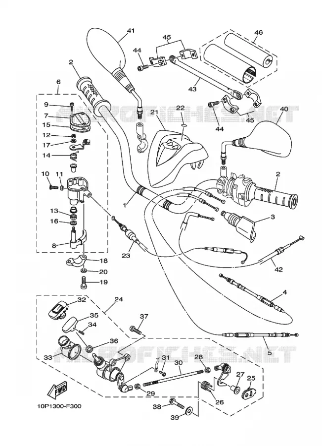 GUIDON ET CABLES Yamaha QUAD 350 2007 RAPTOR  YFM350R