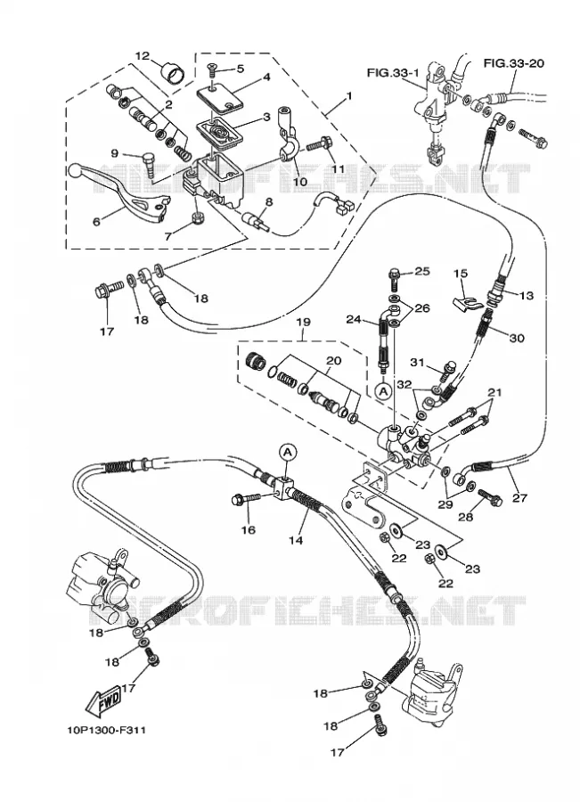 MAITRE CYLINDRE DE FREIN AVANT Yamaha QUAD 350 2008 RAPTOR  YFM350R
