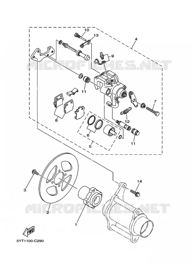 ETRIER DE FREIN ARRIERE Yamaha QUAD 350 2009 RAPTOR  YFM350R