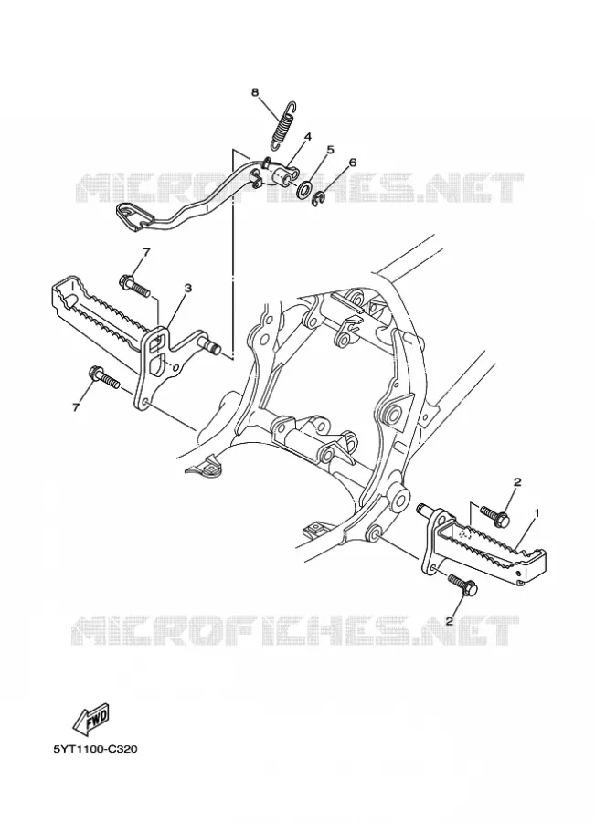 SUPPORT / REPOSE PIEDS Yamaha QUAD 350 2009 RAPTOR  YFM350R