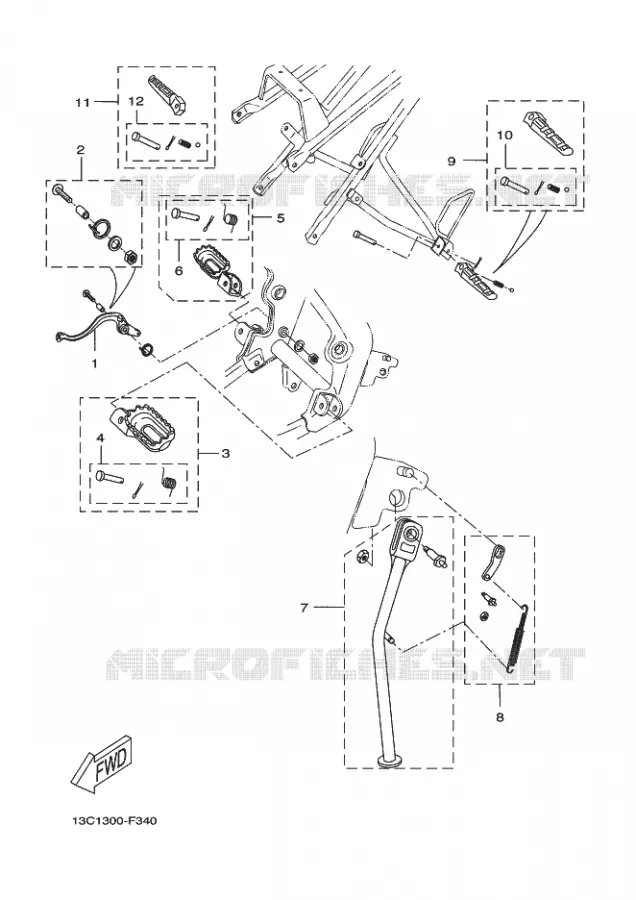 SUPPORT / REPOSE PIEDS Yamaha MOTO 50 2009 DTR  DT50R