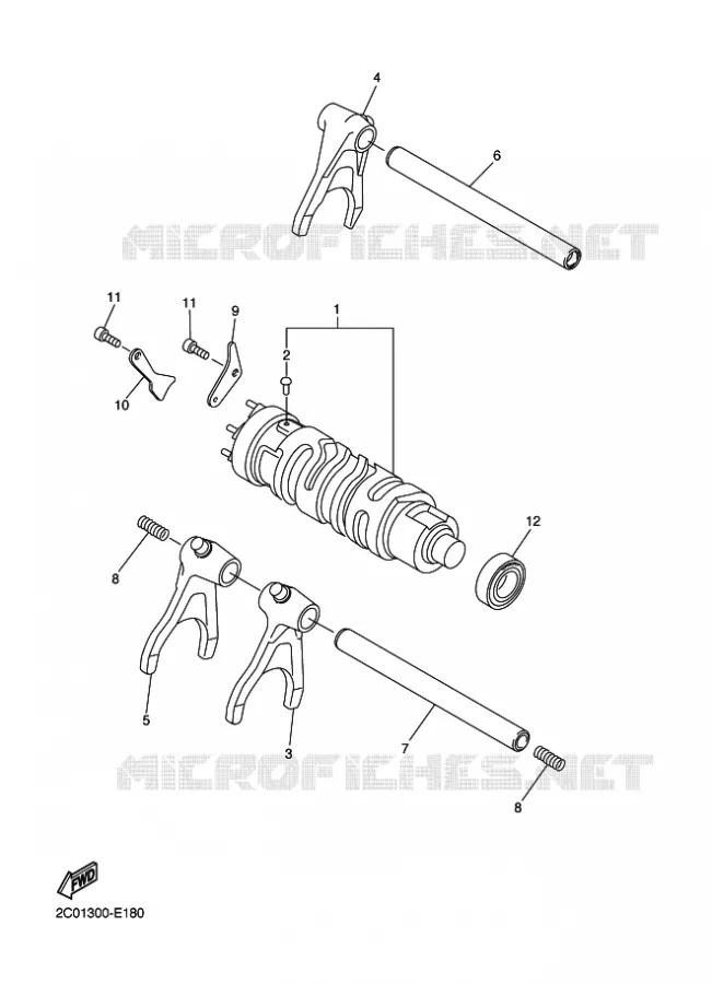 BARILLET DE SELECTION / FOURCHETTES Yamaha MOTO 600 2009 R6  YZF-R6