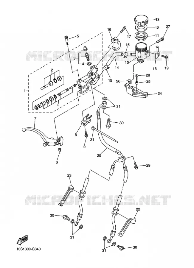 MAITRE CYLINDRE DE FREIN AVANT Yamaha MOTO 600 2009 R6  YZF-R6