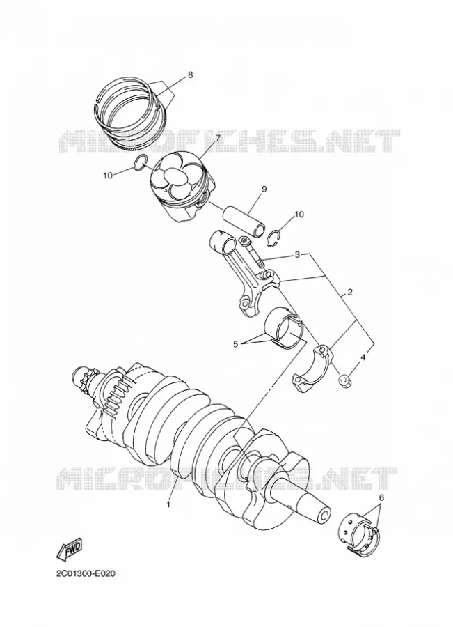 VILEBREQUIN / PISTON Yamaha MOTO 600 2009 R6  YZF-R6