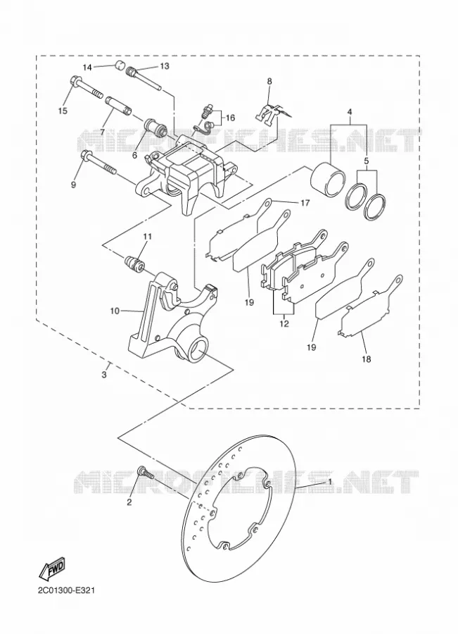 ETRIER DE FREIN ARRIERE Yamaha MOTO 600 2010 R6  YZF-R6