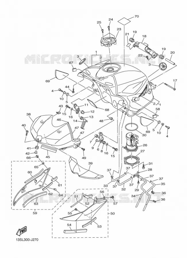 RESERVOIR A ESSENCE Yamaha MOTO 600 2010 R6  YZF-R6