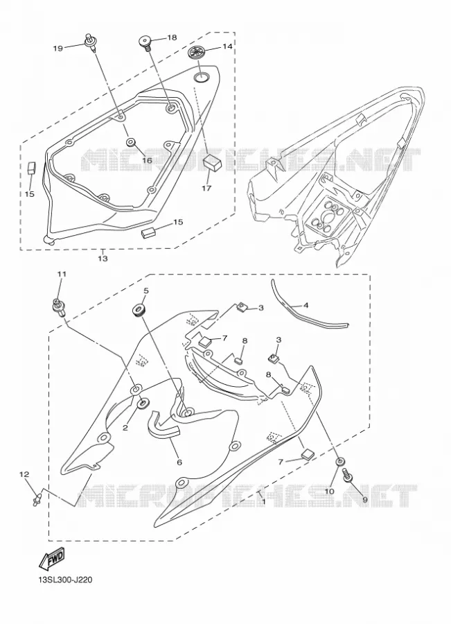 COUVERCLE LATERAL Yamaha MOTO 600 2010 R6  YZF-R6