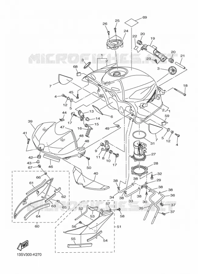 RESERVOIR A ESSENCE Yamaha MOTO 600 2011 R6  YZF-R6