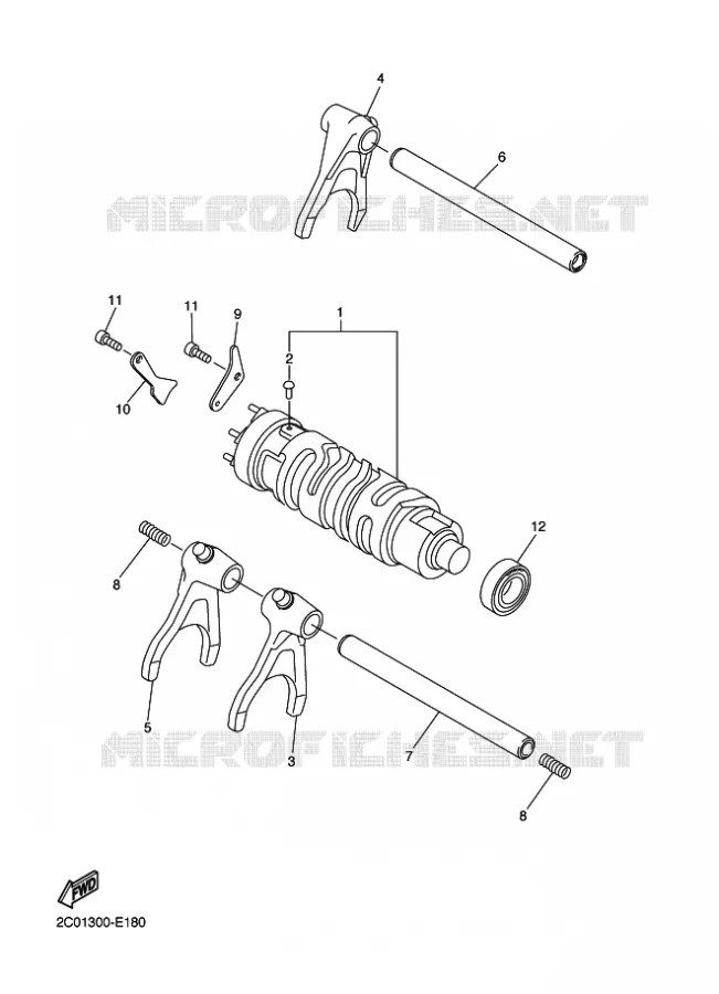 BARILLET DE SELECTION / FOURCHETTES Yamaha MOTO 600 2011 R6  YZF-R6