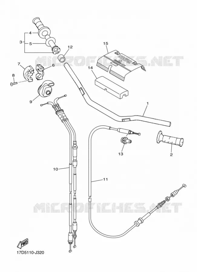 GUIDON ET CABLES Yamaha MOTO 250 2012 YZF  YZ250F