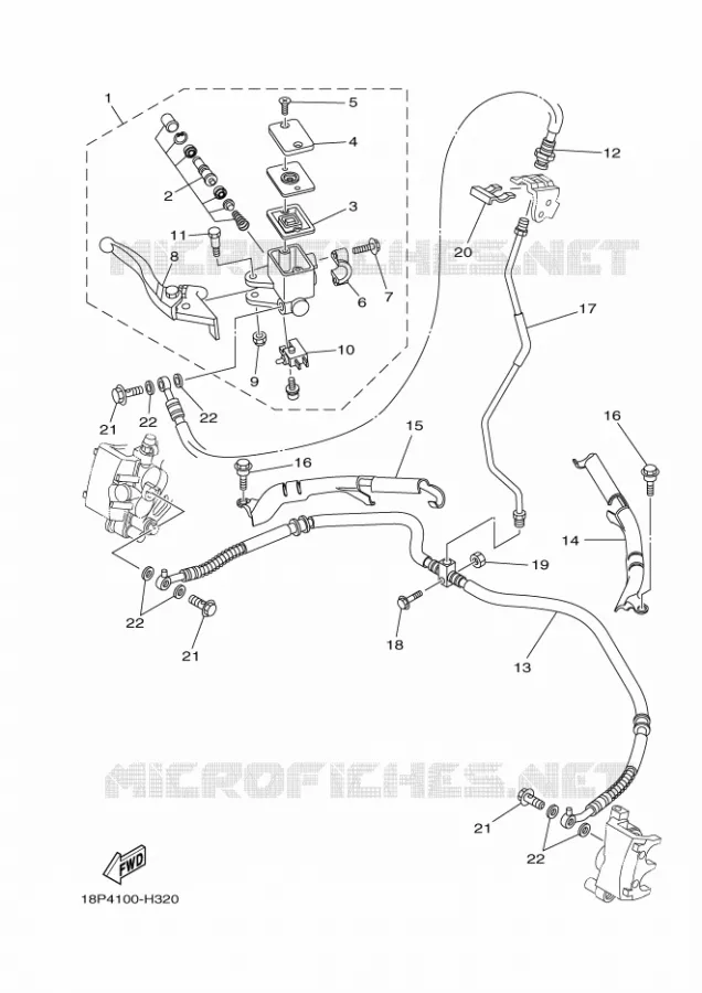 MAITRE CYLINDRE DE FREIN AVANT Yamaha QUAD 450 2010 YFZ  YFZ450R