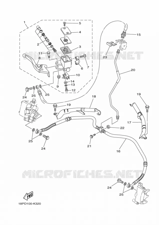 MAITRE CYLINDRE DE FREIN AVANT Yamaha QUAD 450 2011 YFZ R  YFZ450R
