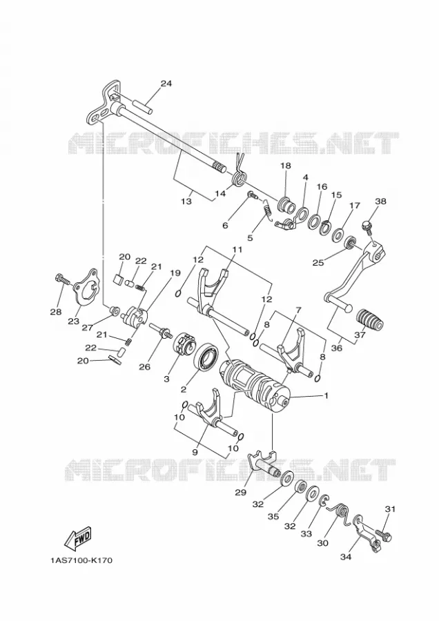 BARILLET DE SELECTION / FOURCHETTES Yamaha QUAD 700 2011 RAPTOR  YFM700R