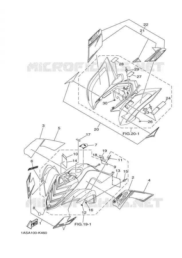 EMBLEME / ETIQUETTE 1 Yamaha QUAD 700 2012 RAPTOR  YFM700R