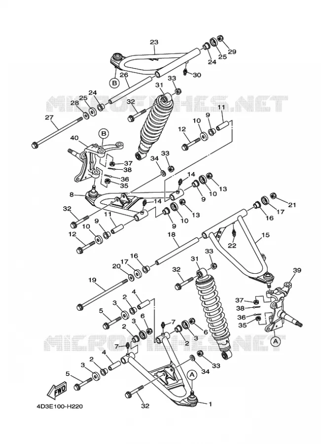 SUSPENSION / ROUE AVANT Yamaha QUAD 250 2011 RAPTOR  YFM250R