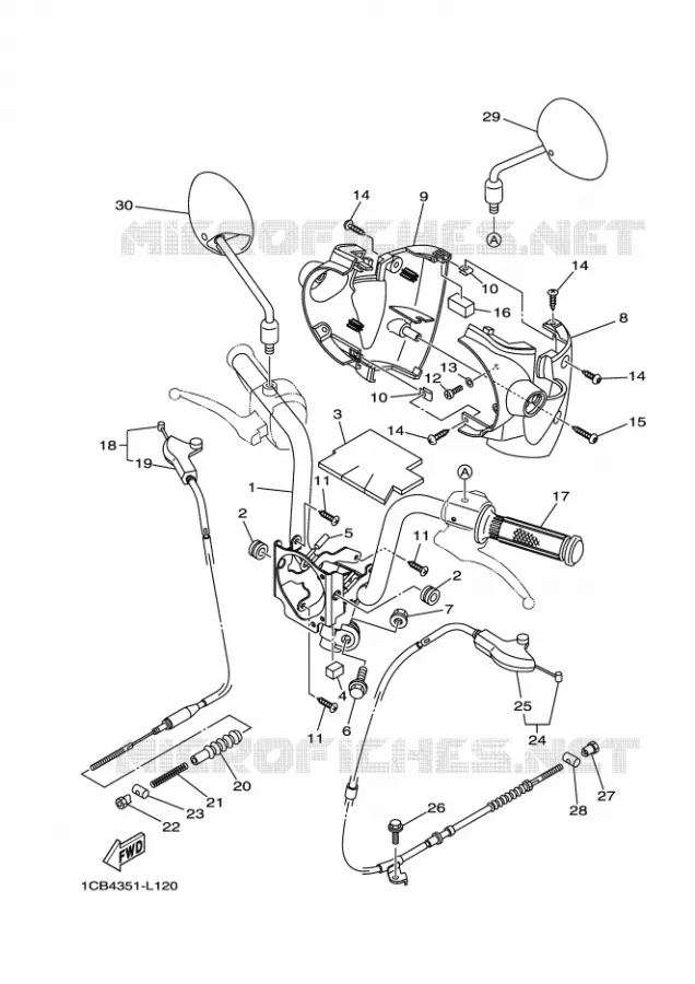 GUIDON ET CABLES Yamaha SCOOTER ELECTRIC 2012 EC03  ED06