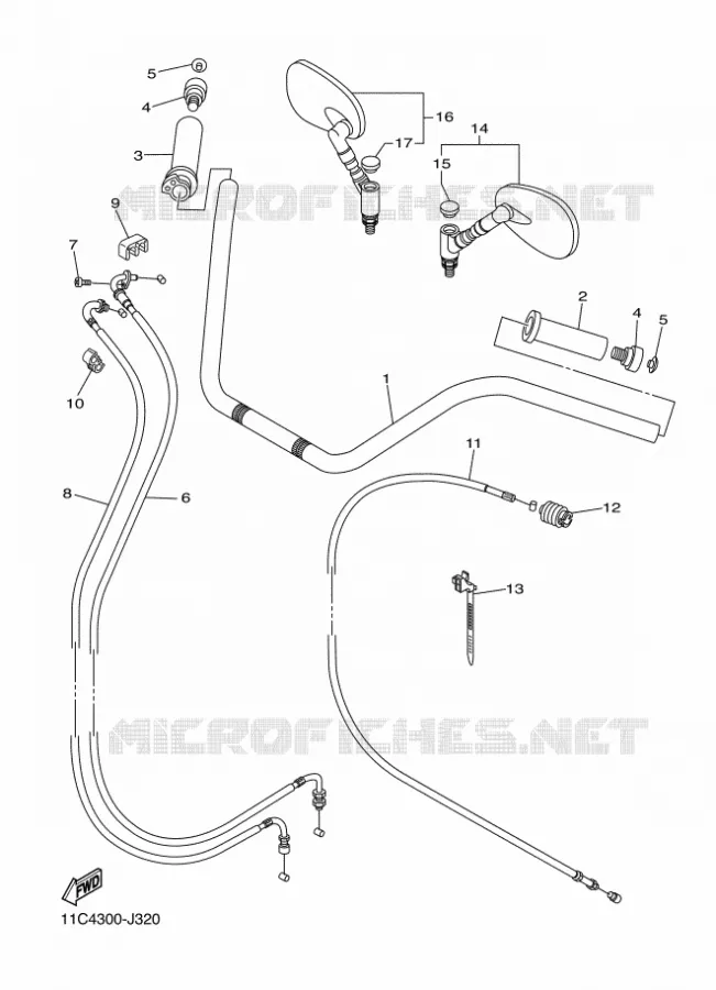 GUIDON ET CABLES Yamaha MOTO 1300 2016 XVS  XVS1300A