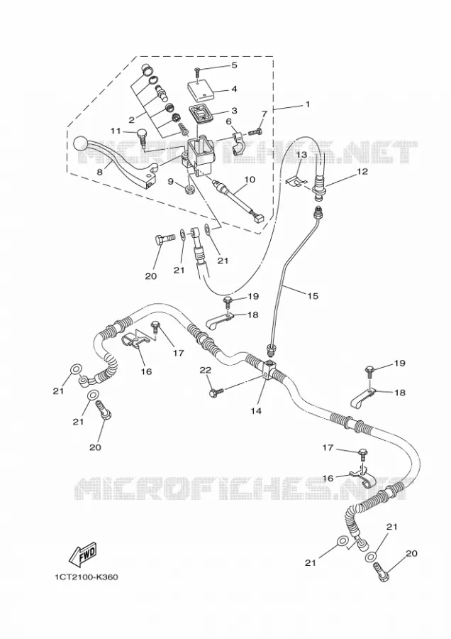 MAITRE CYLINDRE DE FREIN AVANT Yamaha QUAD 450 2012 GRIZZLY  YFM450FWAD