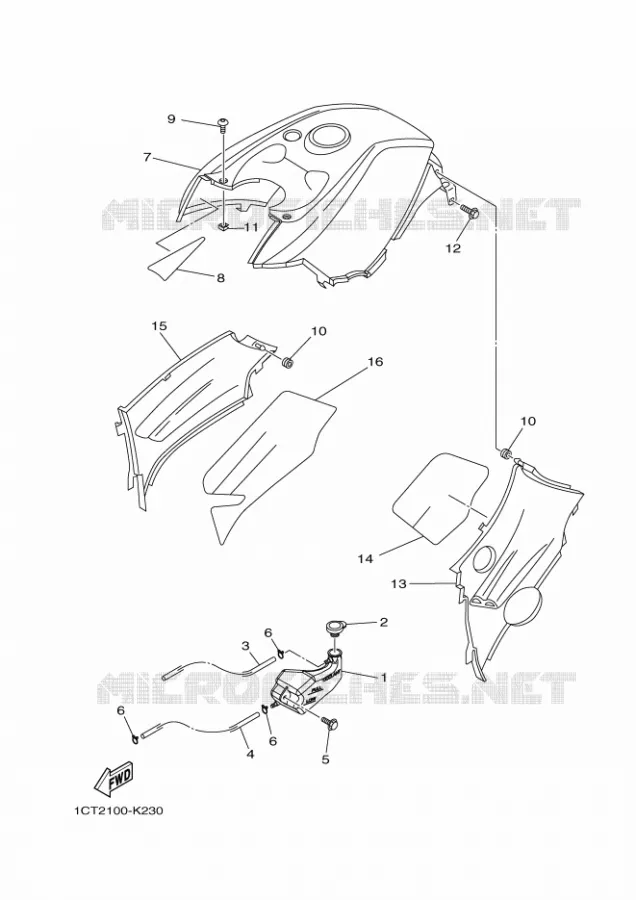 COUVERCLE LATERAL Yamaha QUAD 450 2012 GRIZZLY  YFM450FWAD