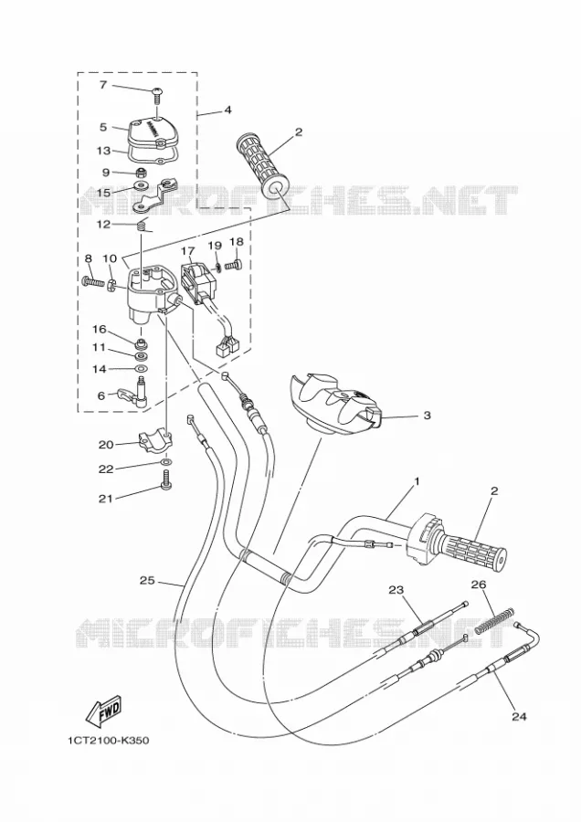GUIDON ET CABLES Yamaha QUAD 450 2013 GRIZZLY  YFM450FWAD