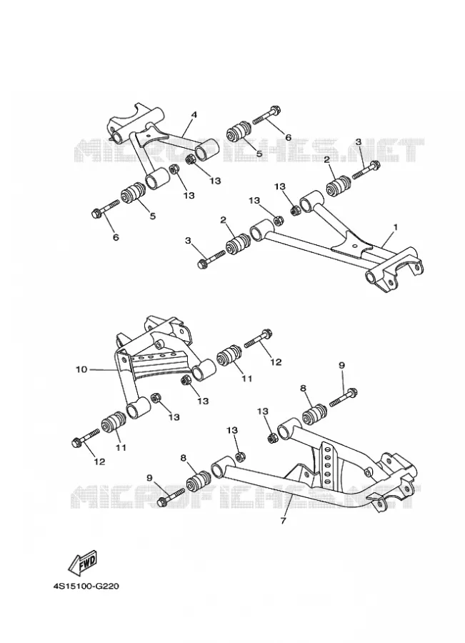 BRAS ARRIERE Yamaha QUAD 450 2012 GRIZZLY  YFM450FWA