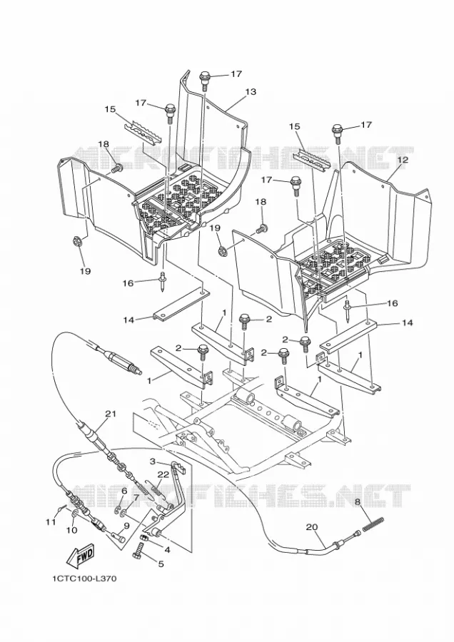 SUPPORT / REPOSE PIEDS Yamaha QUAD 450 2012 GRIZZLY  YFM450FWA