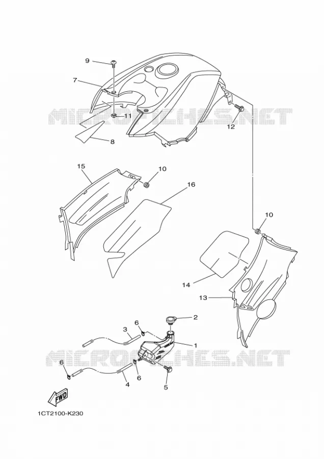 COUVERCLE LATERAL Yamaha QUAD 450 2014 GRIZZLY  YFM450FWA