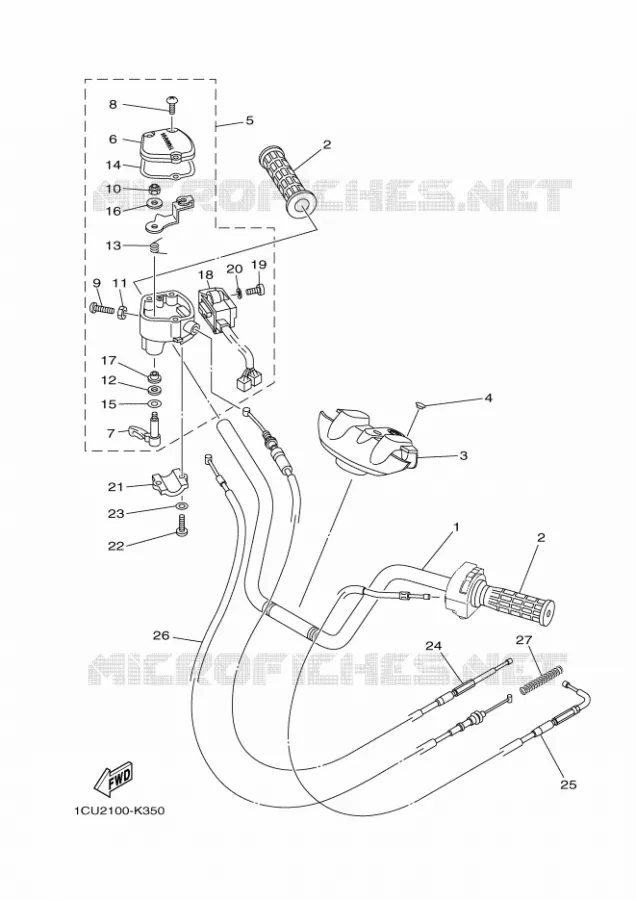 GUIDON ET CABLES Yamaha QUAD 450 2014 GRIZZLY  YFM450FWA