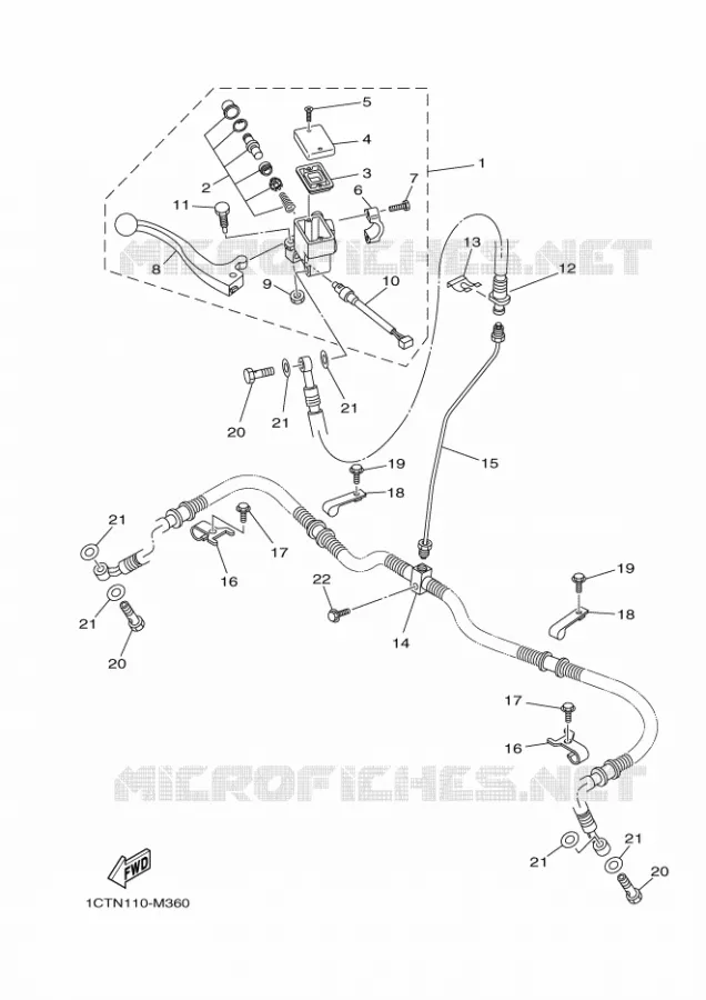 MAITRE CYLINDRE DE FREIN AVANT Yamaha QUAD 450 2014 GRIZZLY  YFM450FWA