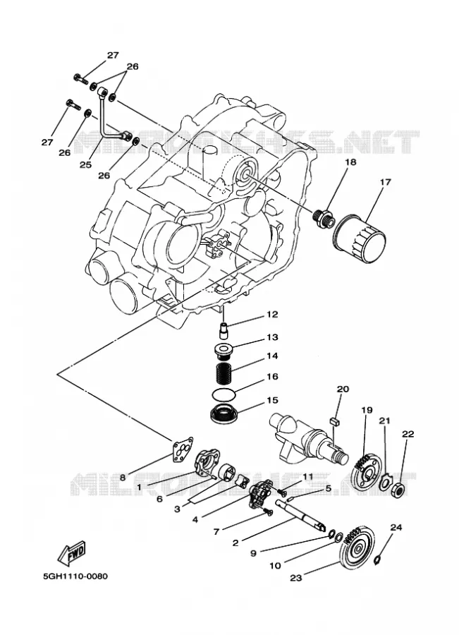 POMPE A HUILE Yamaha QUAD 450 2014 GRIZZLY  YFM450FWA